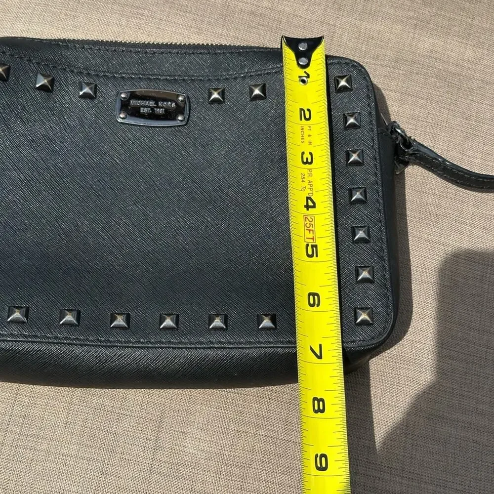 Michael Kors Sandrine East West Black Studded Crossbody Bag